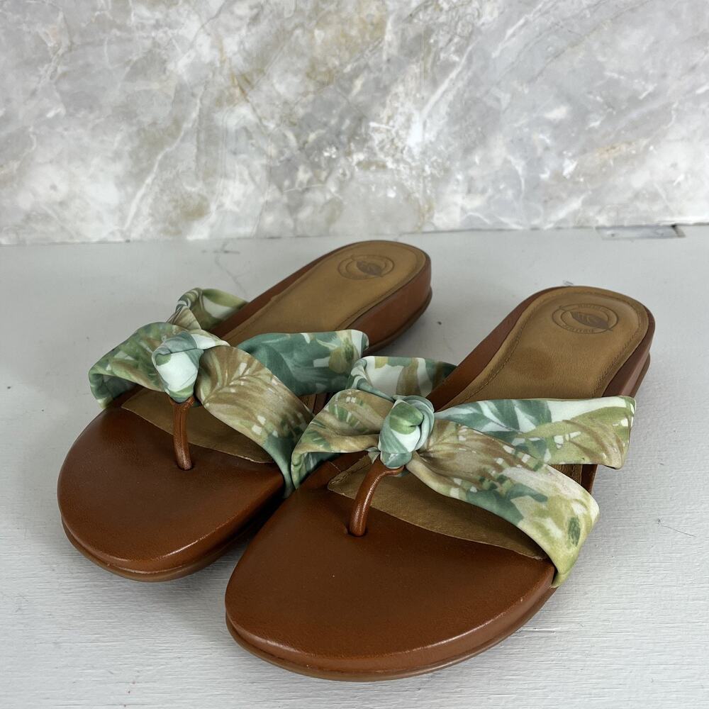 Nurture Tropical Print Thong Sandals 8.5 M Knotted Fabric Strap Summer